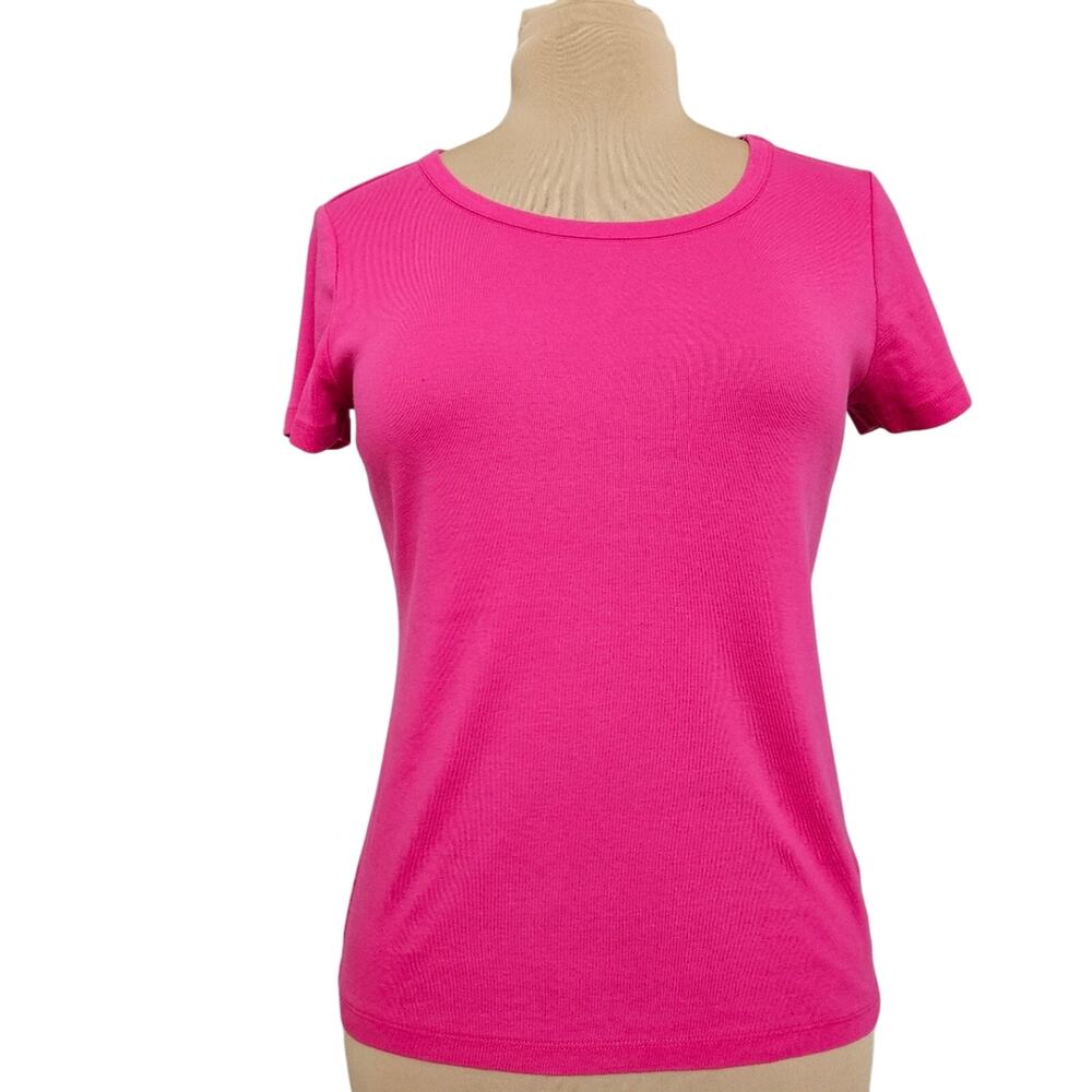 Lands' End Pink Cotton‎ Scoopneck Short Sleeve T Shirt Top Size Small